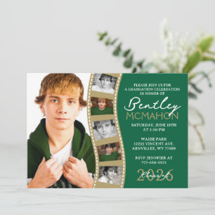 Invitation Collage de film photo vert et bronze