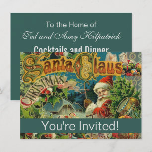 Invitation Collage de Noël victorien du Père Noël Antique
