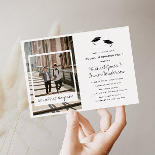 Invitation Collage de photos amusant pour une double fête de