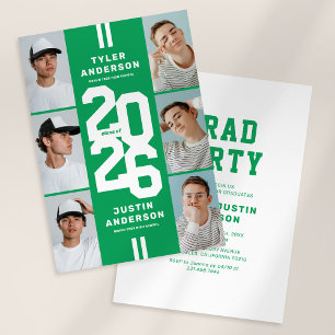 Invitation Collage de photos d'athlète vert Fête de remise de