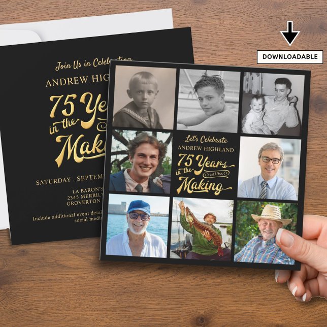 Invitation Collage de photos de 75e anniversaire 75 ans à ven (Créateur téléchargé)