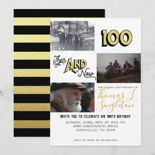 Invitation Collage de photos d'Hier & Aujourd'hui 100e Anni