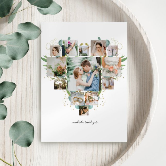 Invitation Collage de photos du coeur Romantic Couple Mariage (Créateur téléchargé)