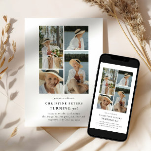 Invitation Collage de photos minimaliste pour 70 ans