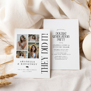 Invitation Collage de photos minimaliste pour une double fête