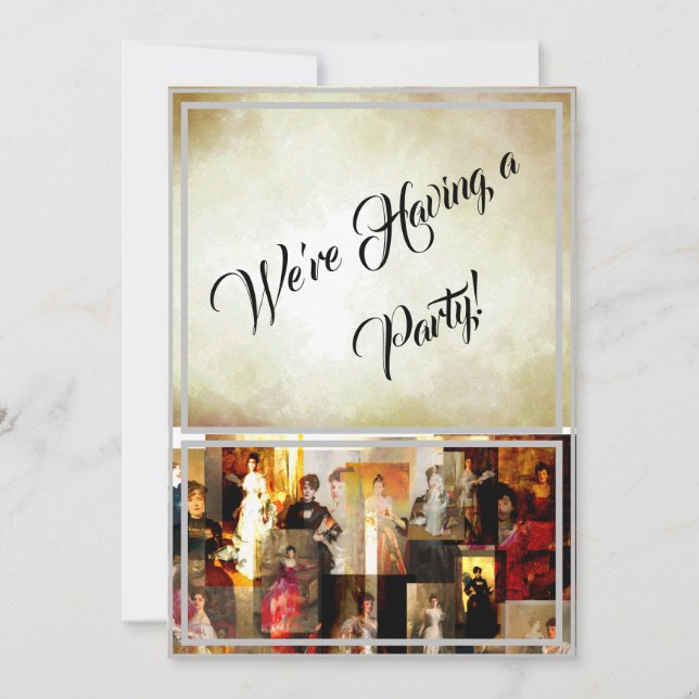 Invitation Collage de portrait de dame élégante de John Singe (Devant)