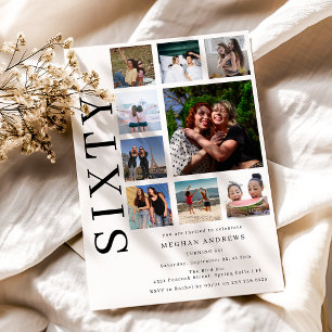 Invitation Collage de soixante photos pour une fête d'anniver