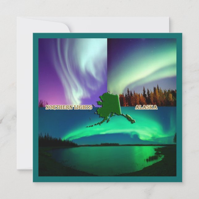 Invitation Collage des aurores boréales de l'Alaska (Devant)