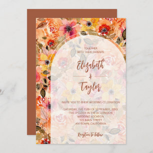 Invitation Collage Floral d'automne tout en un mariage invite