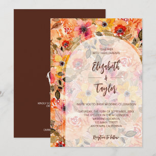 Invitation Collage Floral d'automne tout en un mariage invite