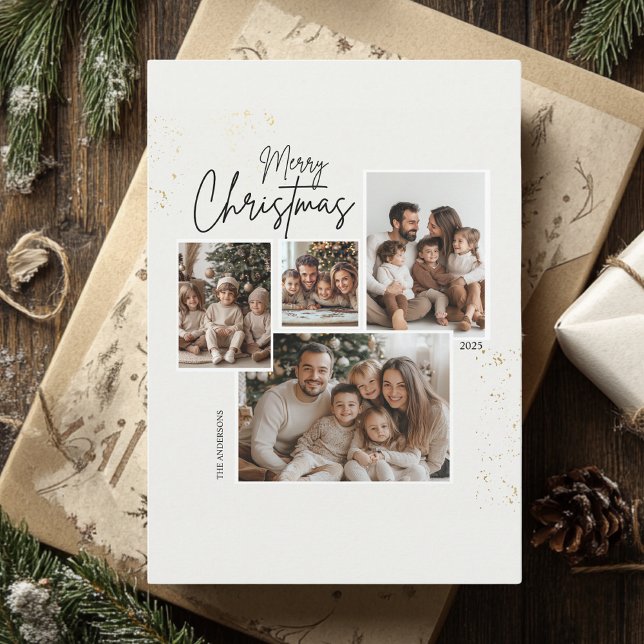 Invitation "Collage personnalisé de quatre photos de Noël Joy (Créateur téléchargé)