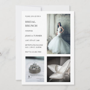 Invitation Collage photo blanc moderne Brunch nuptial