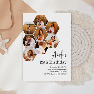 Invitation Collage photo de fête d'anniversaire