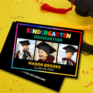 INVITATION COLLAGE PHOTO DE FIN D'ÉTUDES DE MATERNELLE COLORÉ