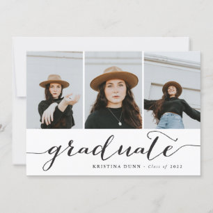 Invitation Collage photo de script noir   Diplôme