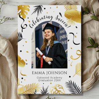 Invitation Collage photo d'une élégante fête de graduation