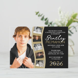 Invitation Collage photo en noir et bronze