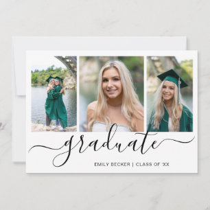 Invitation Collage photo moderne Elégant Graduation