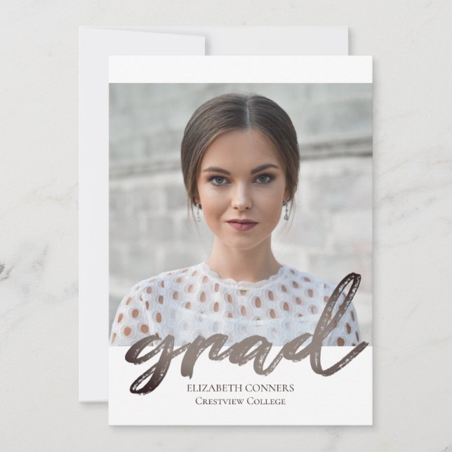 Invitation Collage photo moderne Grad Argent Script Graduatio (Devant)