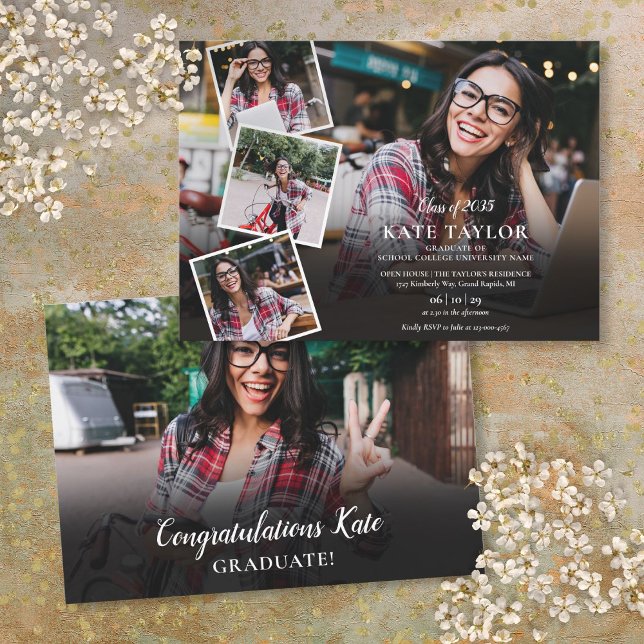 Invitation Collage photo moderne Graduation (Modern Photo Collage Graduation Invitation)