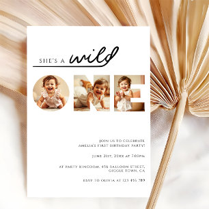 Invitation Collage photo moderne Wild One 1er anniversaire