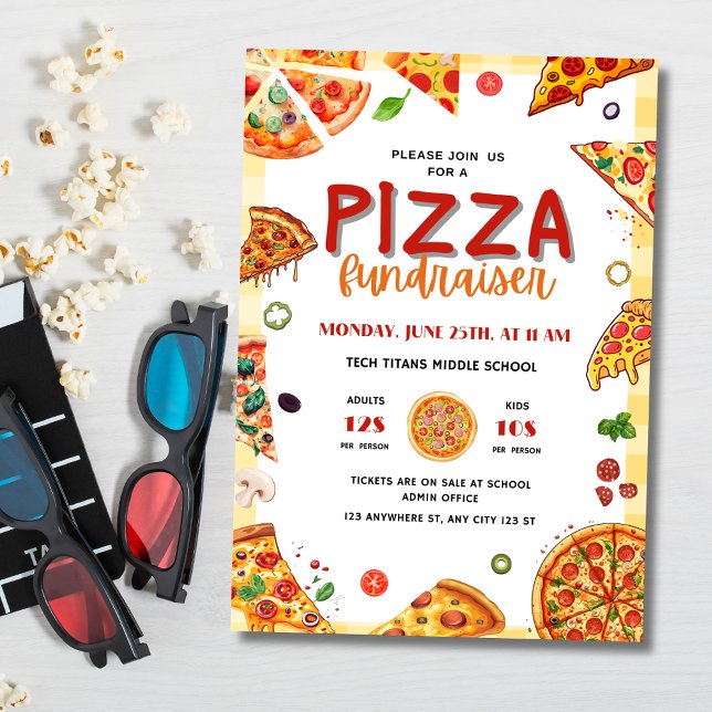 Invitation Collecte de fonds de l'école par la pizza, dîner d (Créateur téléchargé)