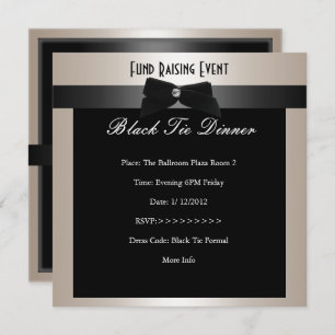Invitation Collecte de fonds Formal Black Cravate 
