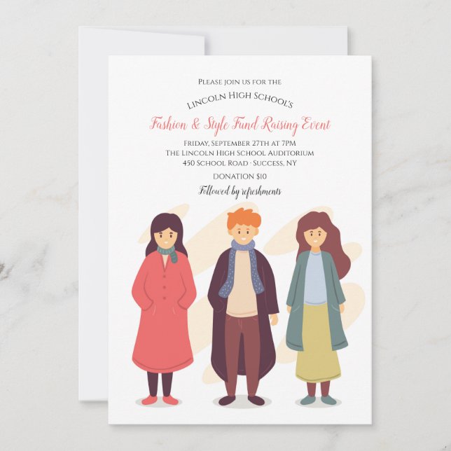 Invitation Collecte de fonds pour le défilé de mode scolaire (Devant)