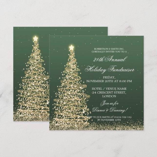 Invitation Collecte de fonds pour les Fêtes Gala Gold Green (Devant / Derrière)