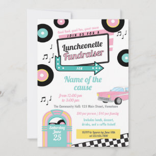 Invitation Collecte de fonds pour luncheonette rétro
