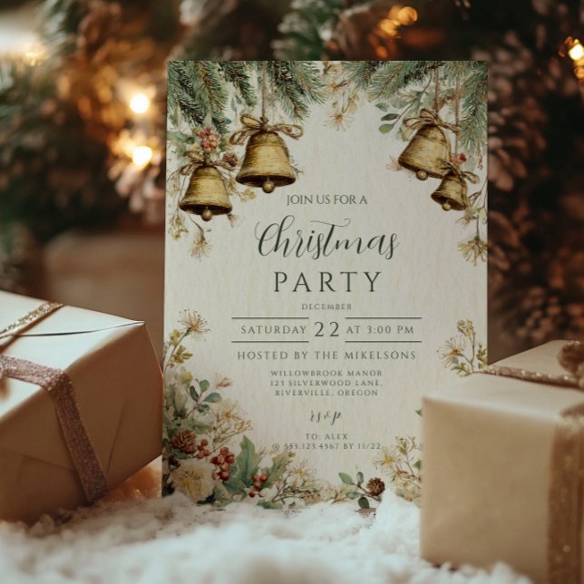 Invitation Collecte de Noël des pins et cloches d'hiver (Créateur téléchargé)