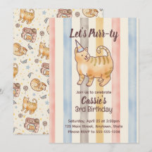 Collection anniversaire de chat orange aquarelle g