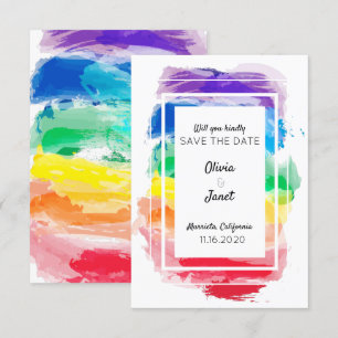 Invitation Collection Aquarelles Arc-en-Ciel Enregistrez la D