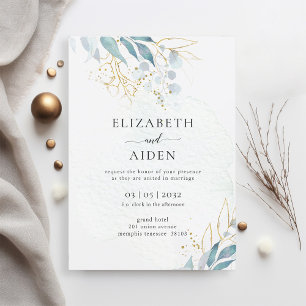 Invitation Collection de Mariages blancs en or bleu (Imitat)