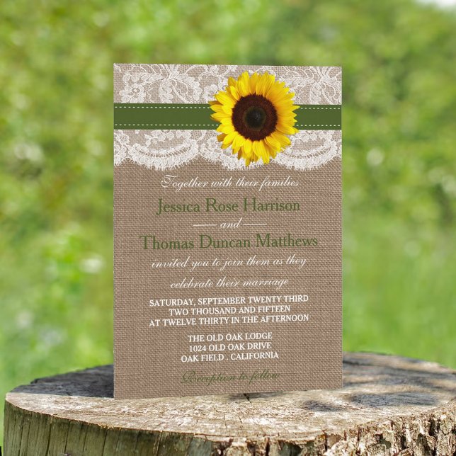 Invitation Collection de Mariages de tournesol rustique - Ver (Créateur téléchargé)