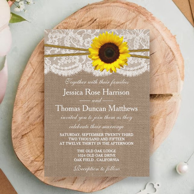 Invitation Collection de Mariages de tournesols rustiques (Créateur téléchargé)