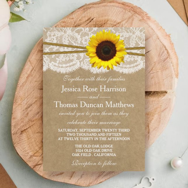 Invitation Collection de Mariages Kraft, dentelle et tourneso (Créateur téléchargé)