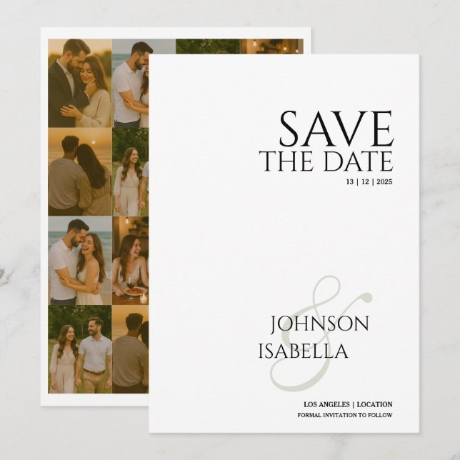 Invitation Collection de photos mariage texte minimal enregis (Devant / Derrière)