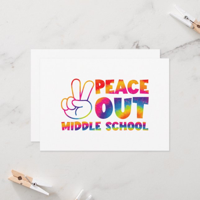 Invitation Collège Peace Out Tie Dye Dernier Jour D'école (Devant/Arrière en situation)