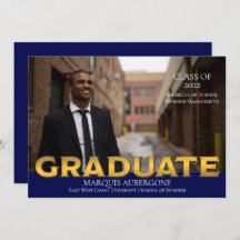 Collège Sleek | Univ Photo Graduate Blue | Or