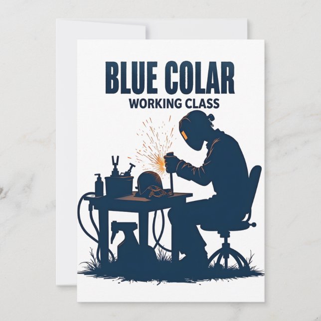 Invitation Collier bleu Classe de travail Soudage Fierté (Devant)