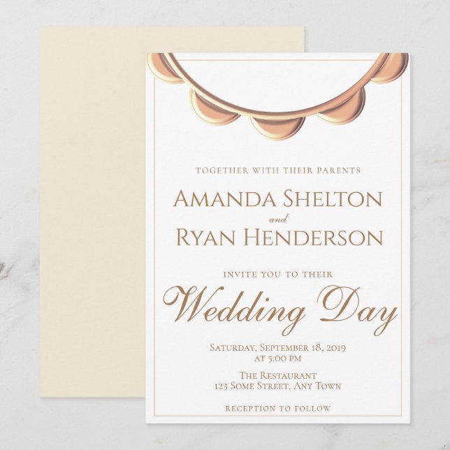Invitation Collier de pêche élégant Mariage blanc (Devant / Derrière)