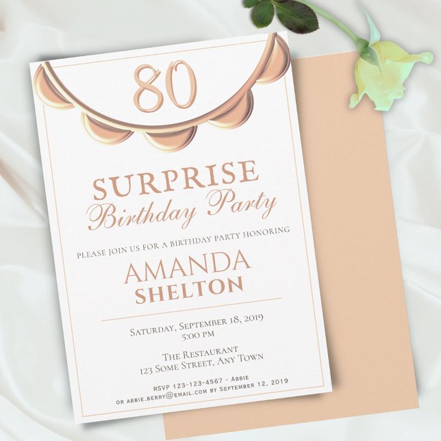 Invitation Collier élégant 80e Fête d'anniversaire surprise (Créateur téléchargé)