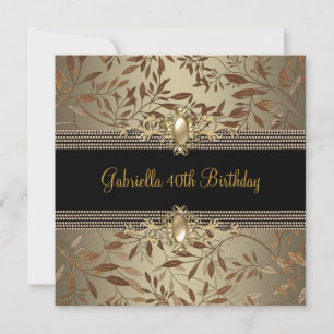 Invitation Collier Perle Noire Florale Chaîne 40e Anniversair