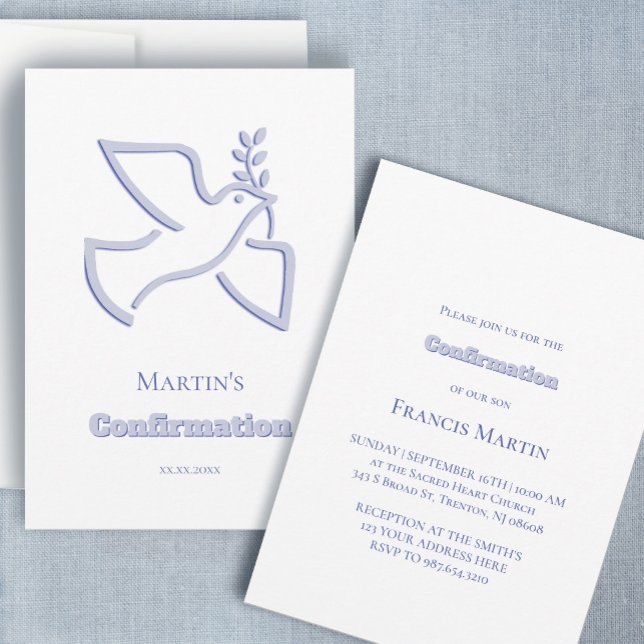 Invitation colombe bleue Confirmation  (Créateur téléchargé)
