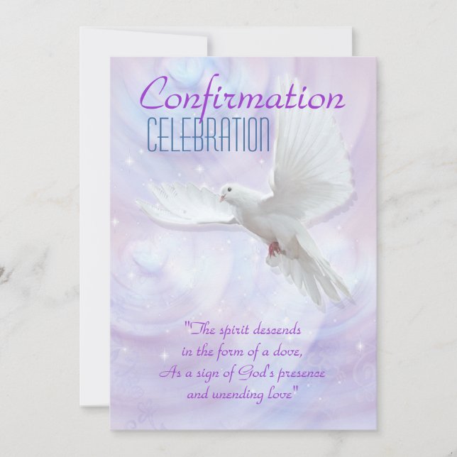 Invitation colombe de confirmation religieuse (Devant)