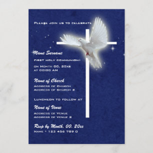 Invitation Colombe religieuse de confirmation de communion de