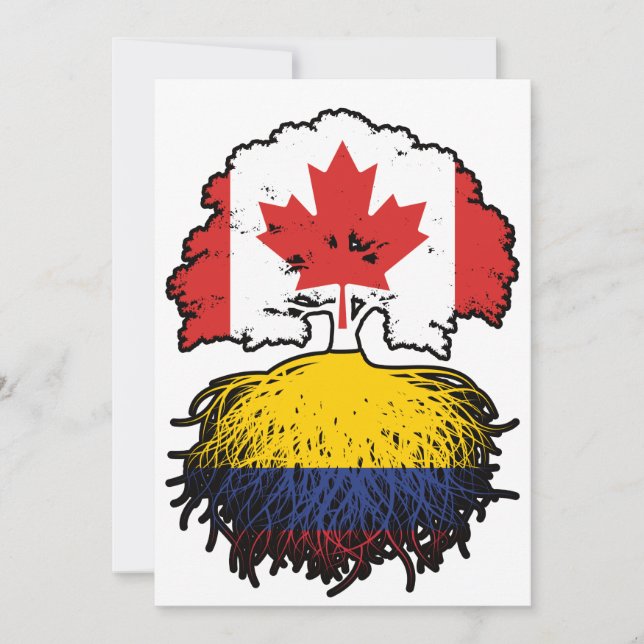 Invitation Colombie Drapeau des racines d'arbre du Canada col (Devant)