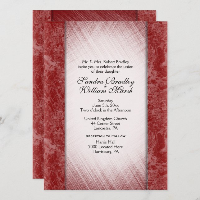 Invitation Colonne de marbre Classy Bourgogne Mariage Invitat (Devant / Derrière)