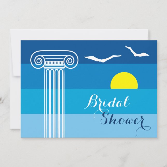 Invitation Colonne grecque & mouettes mariage douche nuptiale (Devant)